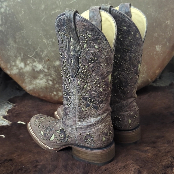 CORRAL A1121 "Jessica" distressed leather studded cowgirl western boots sz 7.5 - Picture 9 of 15